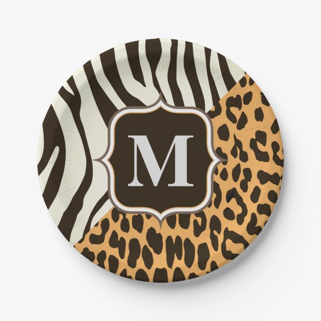 Plato De Papel Leopardo y cebra (Anverso)