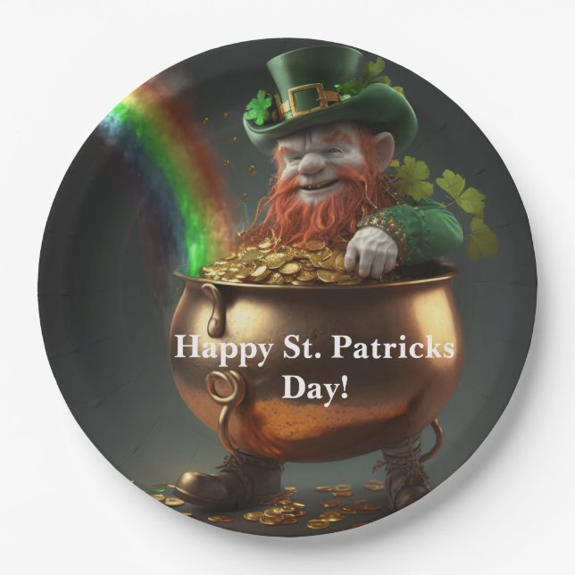 Plato De Papel Leprechaun Pot Of Gold Paper Plates (Anverso)