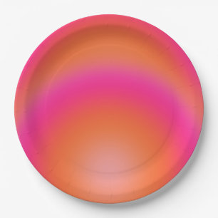 Plato De Papel Les Couleurs 03 Aura De Gradiente Naranja Y Rosa C