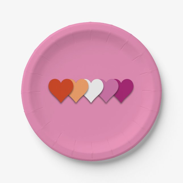 Plato De Papel Lesbian pride hearts paper plates (Anverso)