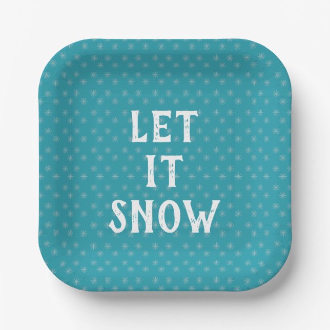 Plato De Papel Let It Snow, Snowflake  (Anverso)