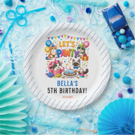 Plato De Papel Let’s Pawty Cat 5th Birthday | Cute Kitty Birthday