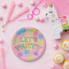 Plato De Papel Letra de parche Cumpleaños fiesta retro preppy hip