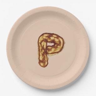 Plato De Papel Letra P Pancake Color Beige Placa De Papel
