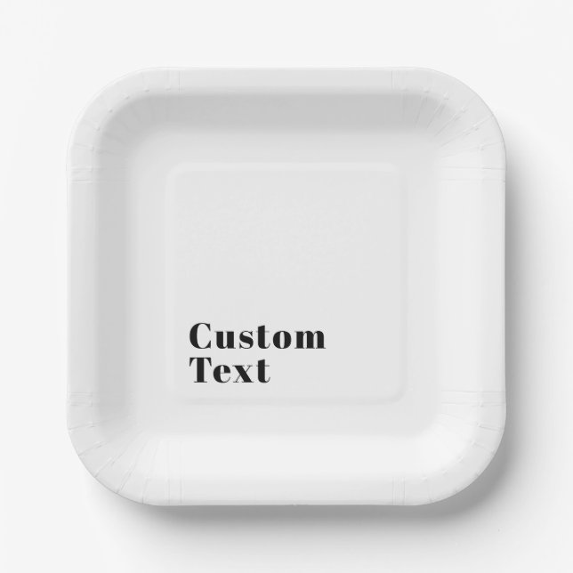 Plato De Papel Letra retro moderna y elegante | Negro editable (Anverso)