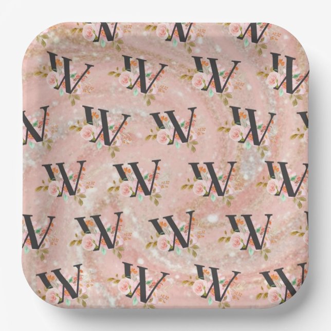 Plato De Papel Letra W (Anverso)