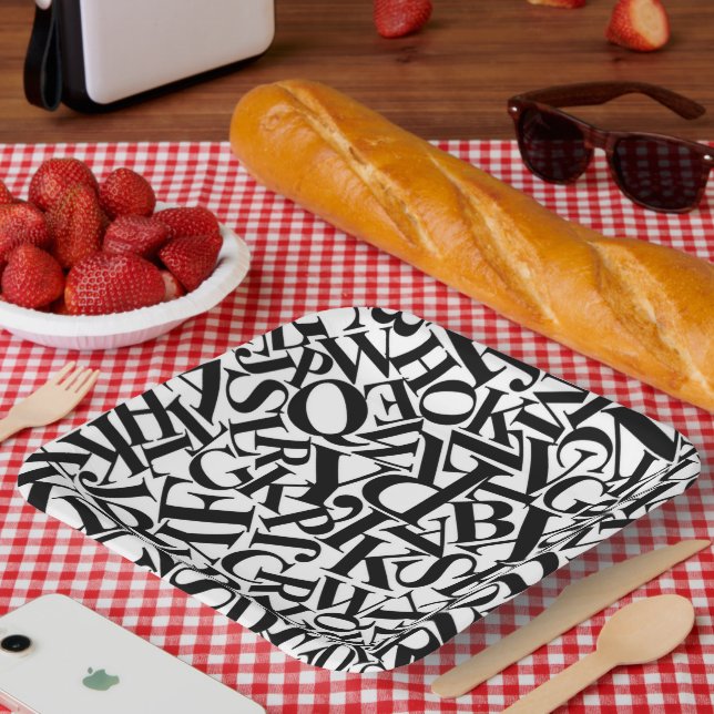 Plato De Papel Letras de alfabeto (Picnic)