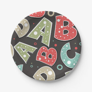 Plato De Papel Letras de alfabeto silvestres A-B-C-D
