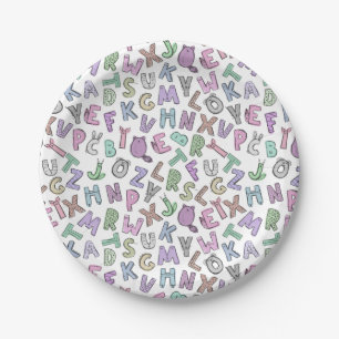 Plato De Papel Letras de doodle lindas y extravagantes