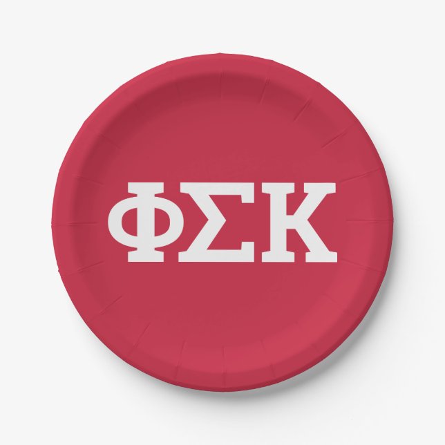 Plato De Papel Letras de Phi Sigma Kappa (Anverso)