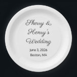 Plato De Papel Letras dulces Boda blanco y negro<br><div class="desc">La belleza se puede encontrar en cosas simples,  incluso en platos de boda en la recepción. Trae belleza a tu mesa con estos platos. ¡Personalizable. Por Sharon Lee Hudson.</div>