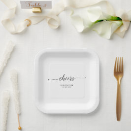 Plato De Papel Letras Negras Elegantes y con Estilo para Fiesta d