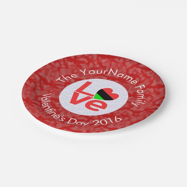 Plato De Papel Letras rojas afroamericanas adoran la bandera y la (Angular)