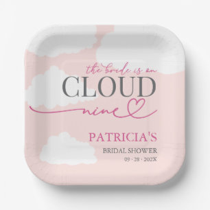 Plato De Papel Letrero de bienvenida para la novia en la nube nue
