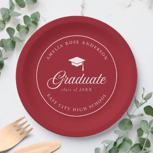 Plato De Papel Letrero de Birrete Editable Color Graduado