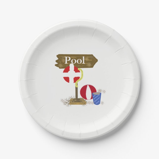 Plato De Papel Letrero de Piscina (Anverso)