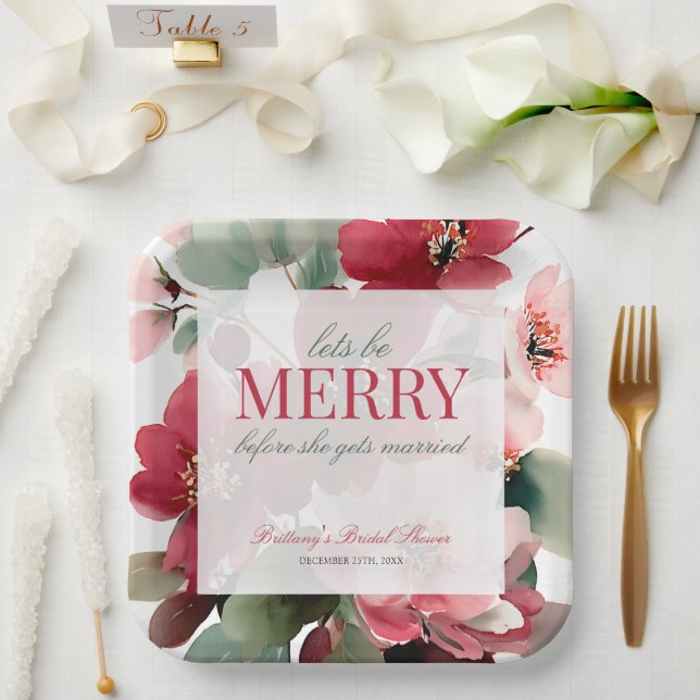 Plato De Papel Let's Be Merry Christmas Bridal Shower (Boda)