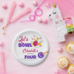 Plato De Papel Let's Bowl Kids Bowling Birthday Party<br><div class="desc">Prepárate para divertirte con este adorable juego de bolos de Papel Plates! Perfecto para el cumpleaños de una niña pequeña,  este diseño cuenta con un lindo boliche y una feliz bola de bolos. Personalice con sus detalles de fiesta una placa de papel única que le dará una impresión duradera.</div>