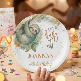 Plato De Papel Let's hang out sloth kids birthday