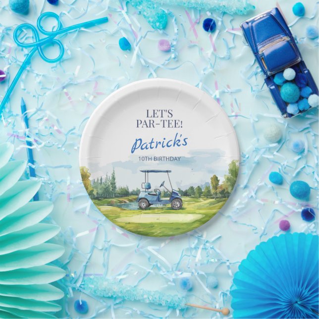 Plato De Papel Let's Par-Tee Golf Any Age Birthday (Fiesta)