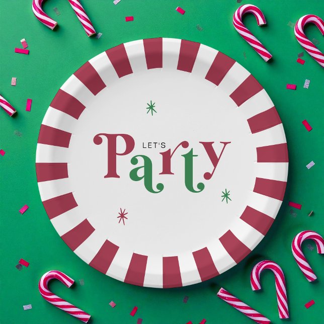 Plato De Papel Let's Party Festive Retro Whimsical Red and Green (Subido por el creador)