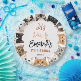 Plato De Papel Let's Pawty Cat 5th Birthday | Custom Birthday Kid