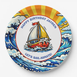 Plato De Papel Let's Sail-abrate | Sailboat Themed Boy's Birthday