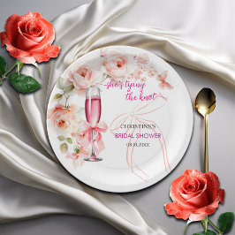 Plato De Papel Levanta el Vaso Ella Está Atando el Nudo Despedida