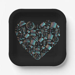 Plato De Papel Ley de amor - Corazón verde lunar Minimalista