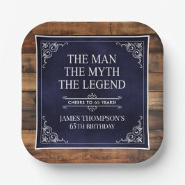 Plato De Papel Leyenda de mito de hombre rústico 65º azul de la m