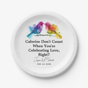 Plato De Papel 🌈 LGBTQ+ divertidos Rainbow Lovebirds