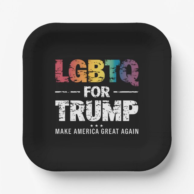 PLATO DE PAPEL LGBTQ PARA TRUMP GAY LESBIAN PARA TRUMP 2024 (Anverso)