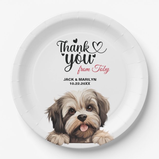 Plato De Papel Lhasa Apso Dog (Anverso)