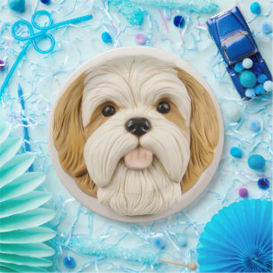 Plato De Papel Lhasa Apso Perro 3D Inspirado