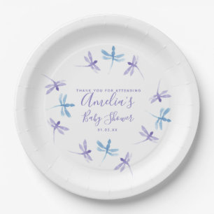 Plato De Papel Libellulas Pintadas a Mano Baby Shower