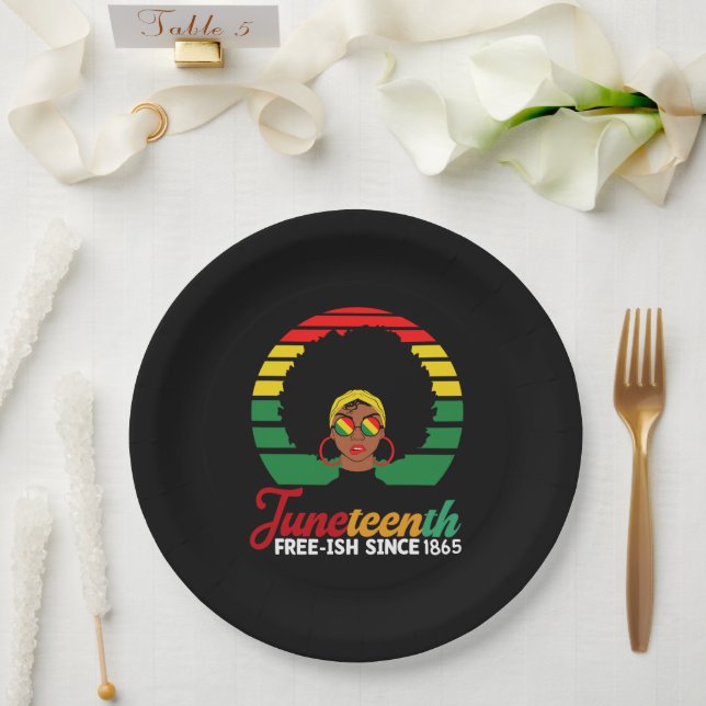 Plato De Papel Libertad Negra Gratis desde 1865 Juneteenth (Boda)