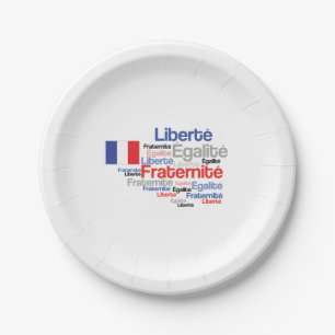 Plato De Papel Liberté, Égalité, Fraternité - bandera frances