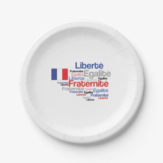 Plato De Papel Liberté, Égalité, Fraternité - bandera francesa (Anverso)