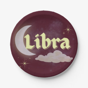 Plato De Papel Libra Celestial Moon Cloud Stars Astrología Art