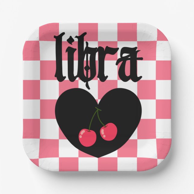 Plato De Papel Libra Gothic Aesthetic Checkered Cherry Art (Anverso)