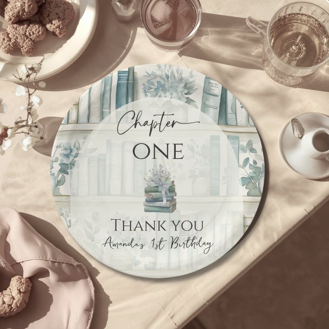 Plato De Papel Library Chapter ONE Blue Boy Book 1st Birthday (Subido por el creador)