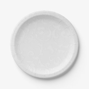 Plato De Papel Libro de Cuentos Princesa Damasco Blanco Elegante 