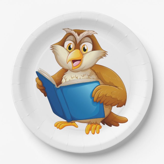 Plato De Papel Libro de lectura del búho sabio (Anverso)