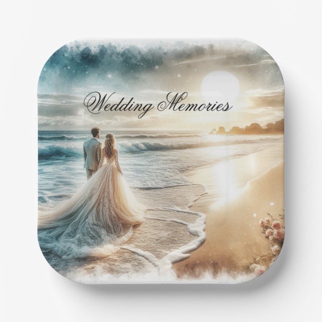 Plato De Papel Libro de Recuerdos de boda (Anverso)