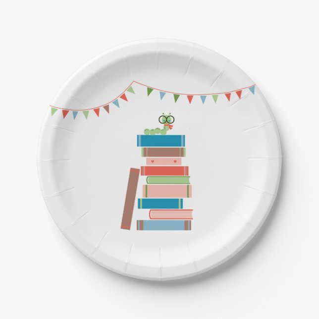 Plato De Papel Libro para la placa de Baby Shower (Anverso)