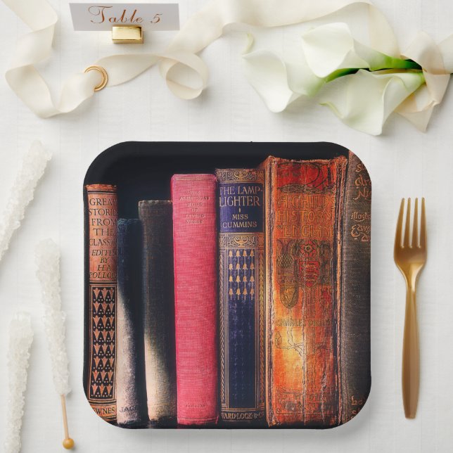 Plato De Papel Libros antiguos (Boda)