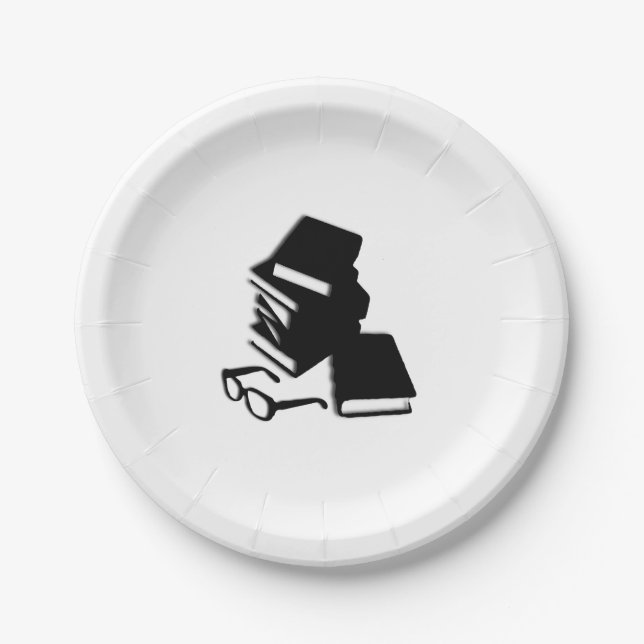 Plato De Papel Libros y anteojos (Anverso)