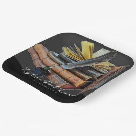 Plato De Papel Libros Y Cuadrados De Quill