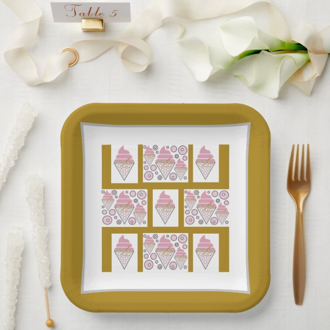 Plato De Papel Licor de Helado Irresistible de Regaliz y Caramelo (Boda)