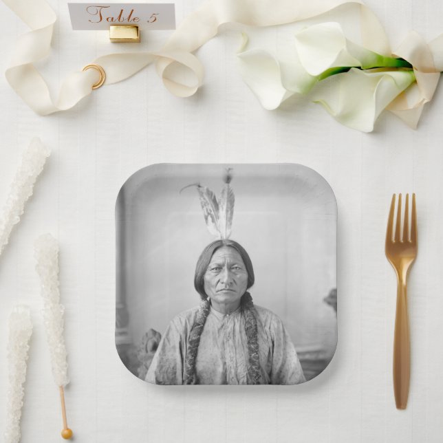 Plato De Papel Líder lakota sacudiendo a indígenas norteamericano (Boda)